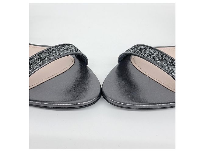 Sandali glitter Miu Miu Marrone - vista 2