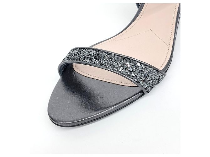 Sandali glitter Miu Miu Marrone - vista 5