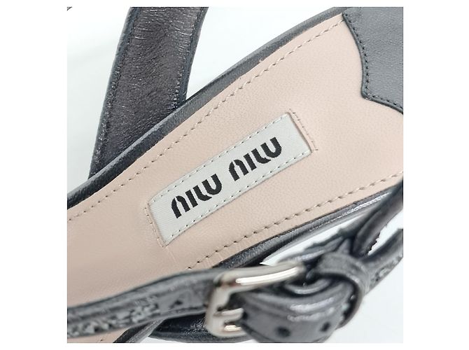 Sandali glitter Miu Miu Marrone - vista 6