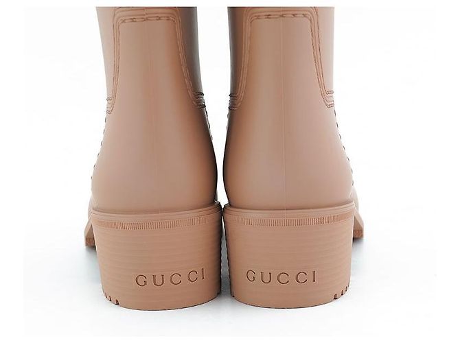 Gucci Botas de lluvia de goma para mujeres marrones Castaño - vista 4