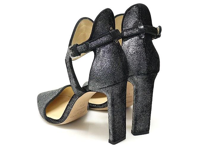Jimmy Choo Pumps in velluto cristallo grigio per donne Marrone - vista 5