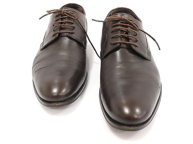 Louis Vuitton Scarpe Derby da uomo in pelle caviar Damier marrone - vista 3