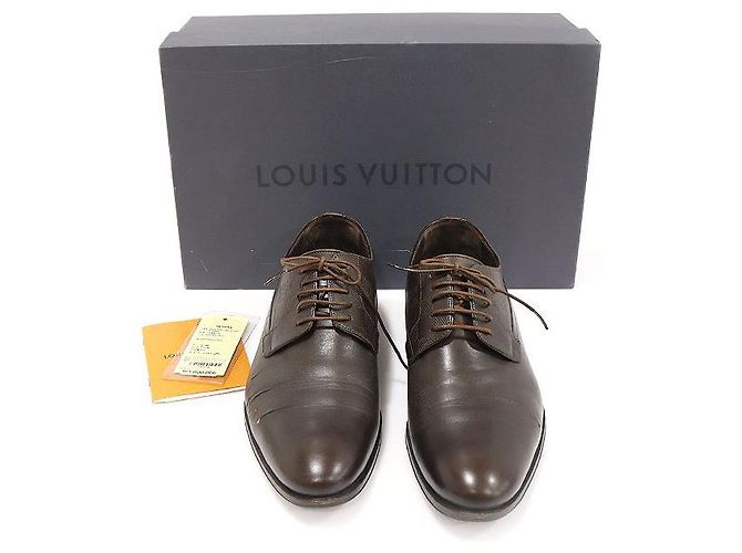 Louis Vuitton Scarpe Derby da uomo in pelle caviar Damier marrone - vista 4