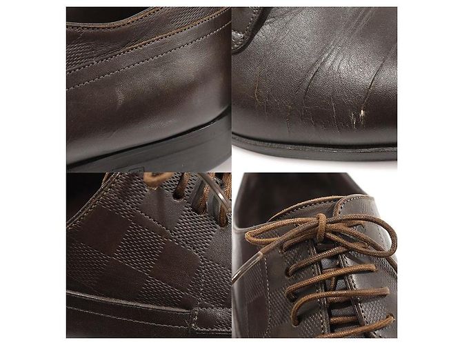 Louis Vuitton Scarpe Derby da uomo in pelle caviar Damier marrone - vista 8
