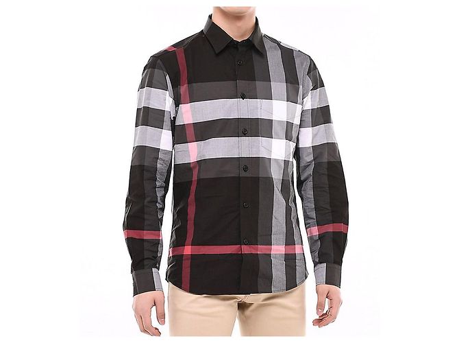 Burberry Camicia a quadri in popeline elasticizzato nera Nero - vista 10
