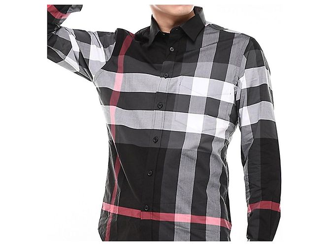 Burberry Camicia a quadri in popeline elasticizzato nera Nero - vista 16