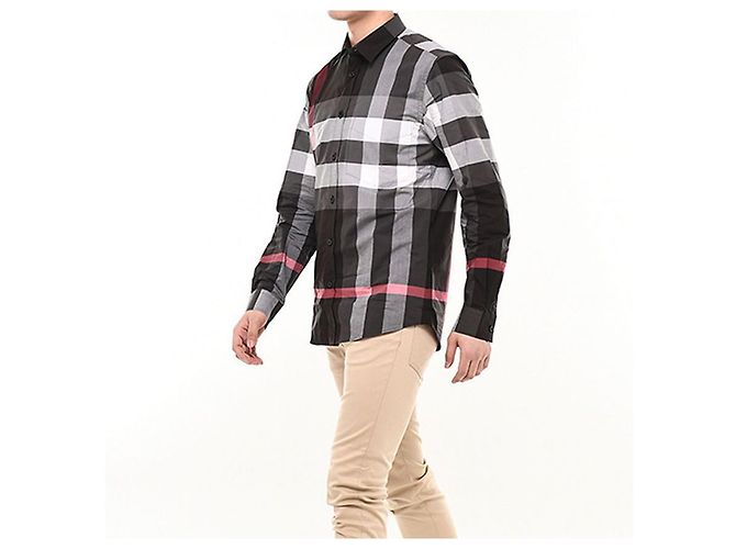Burberry Camicia a quadri in popeline elasticizzato nera Nero - vista 18