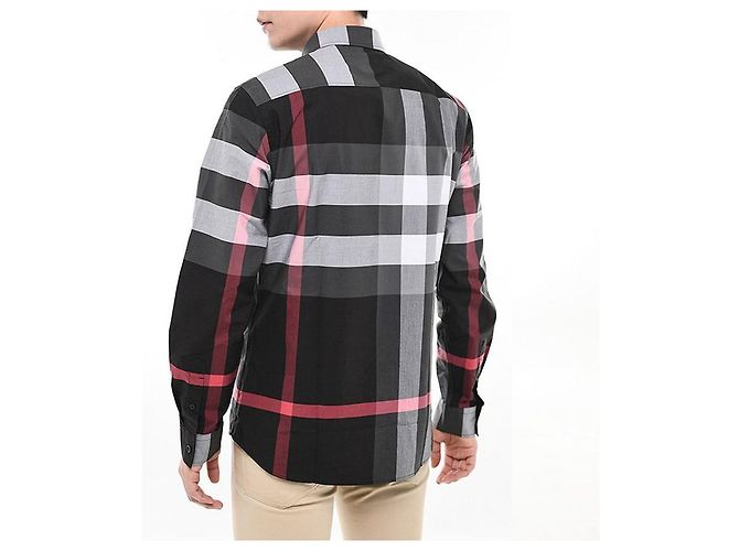 Burberry Camicia a quadri in popeline elasticizzato nera Nero - vista 2