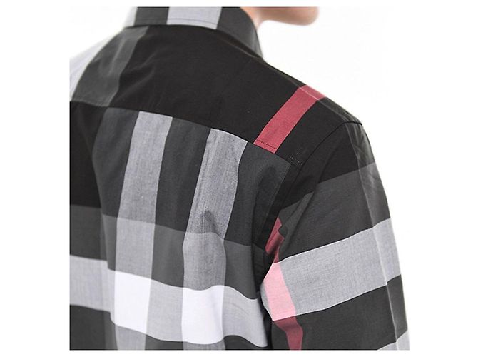 Burberry Camicia a quadri in popeline elasticizzato nera Nero - vista 4