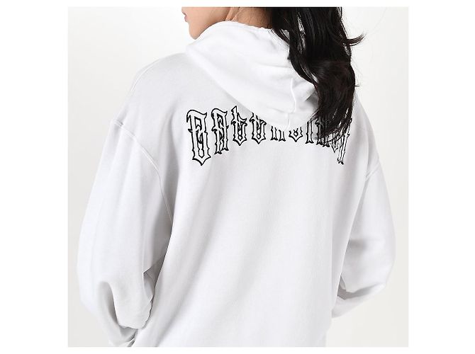 Balenciaga Weißer Hoodie mit gesticktem Tattoo-Logo Rot - Ansicht 10