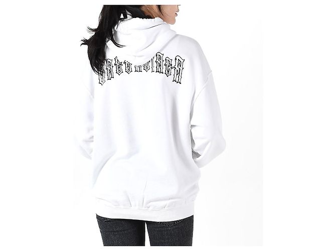 Balenciaga Weißer Hoodie mit gesticktem Tattoo-Logo Rot - Ansicht 13