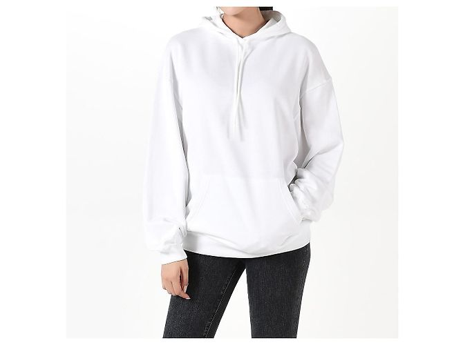 Balenciaga Weißer Hoodie mit gesticktem Tattoo-Logo Rot - Ansicht 14