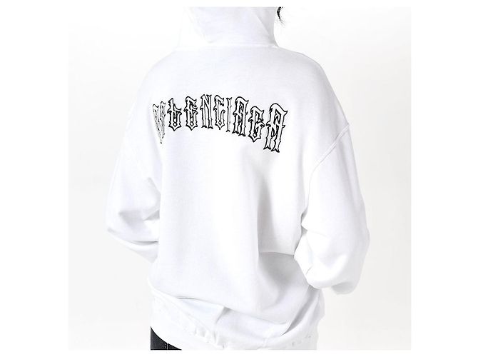Balenciaga Weißer Hoodie mit gesticktem Tattoo-Logo Rot - Ansicht 2