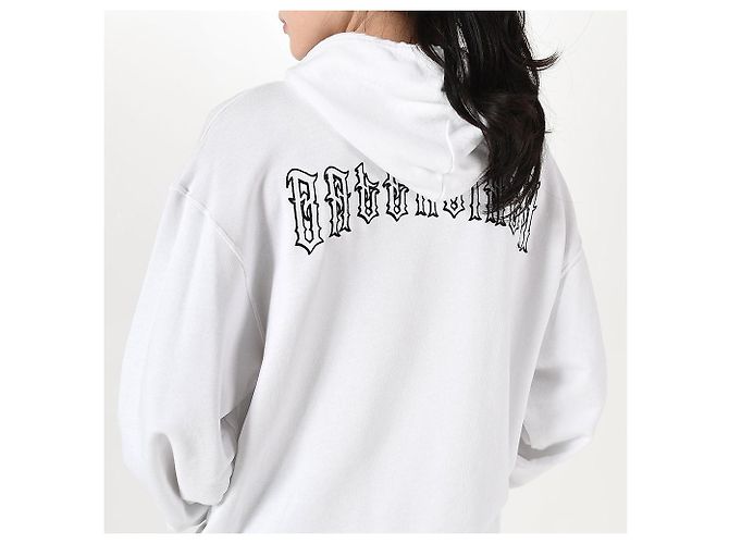 Balenciaga Weißer Hoodie mit gesticktem Tattoo-Logo Rot - Ansicht 3
