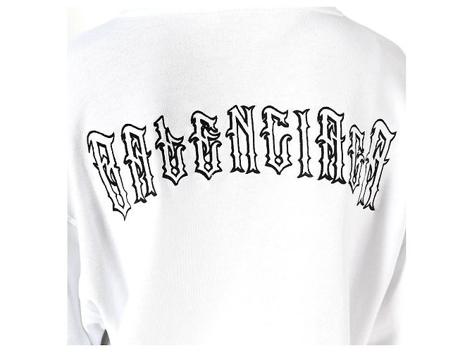 Balenciaga Weißer Hoodie mit gesticktem Tattoo-Logo Rot - Ansicht 5