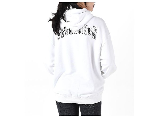 Balenciaga Weißer Hoodie mit gesticktem Tattoo-Logo Rot - Ansicht 6