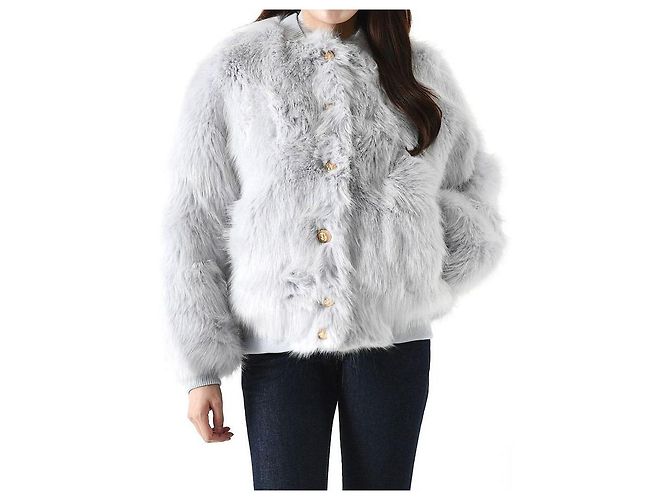 Balmain Bomberjacke aus Kunstfell Blau - Ansicht 2
