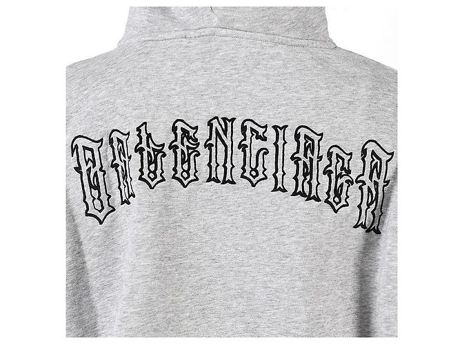 Balenciaga Grau Bestickter Hoodie mit Tattoo-Logo Braun - Ansicht 4