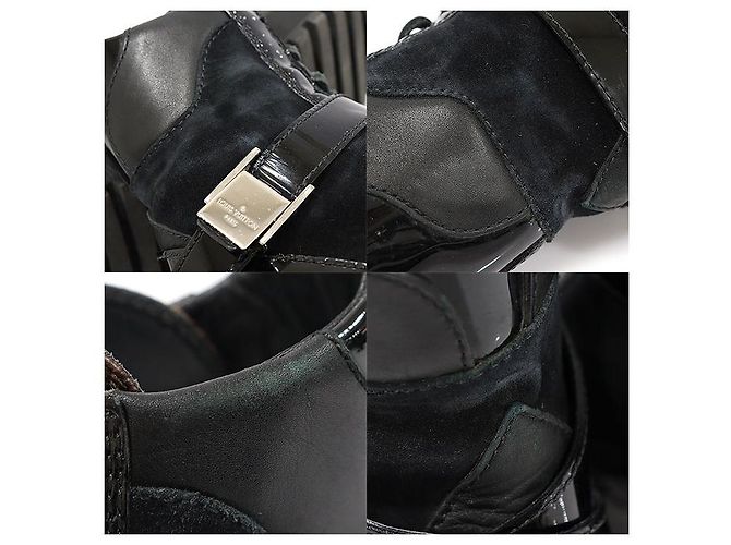 Louis Vuitton Schwarze Wildleder-Monogramm-Canvas-Plattform-Winterstiefel Braun - Ansicht 6