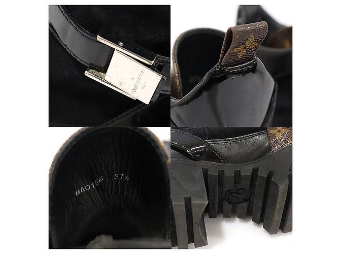 Louis Vuitton Schwarze Wildleder-Monogramm-Canvas-Plattform-Winterstiefel Braun - Ansicht 7