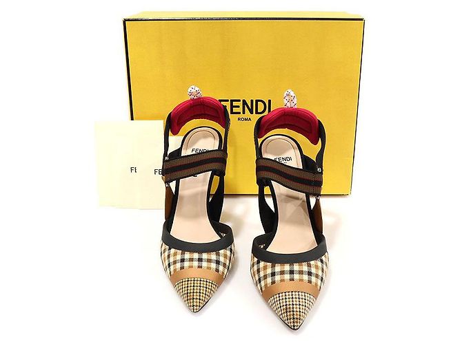 Fendi Scarpe con tacco slingback Colibri in lana multicolore per donne - vista 2