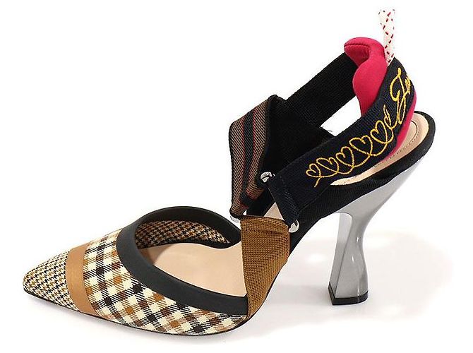 Fendi Scarpe con tacco slingback Colibri in lana multicolore per donne - vista 4