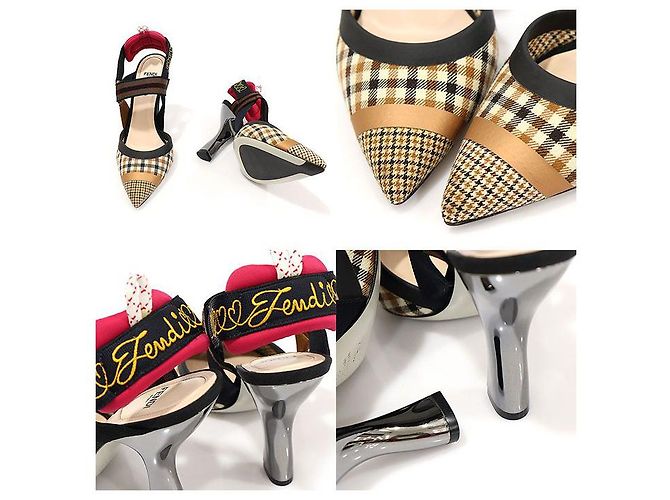 Fendi Scarpe con tacco slingback Colibri in lana multicolore per donne - vista 6