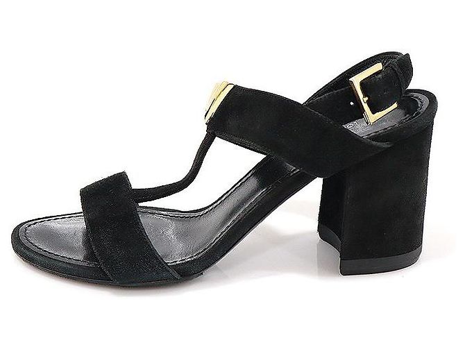 Louis Vuitton Sandali da donna BAHIANA in suede nero con cinturino - vista 3