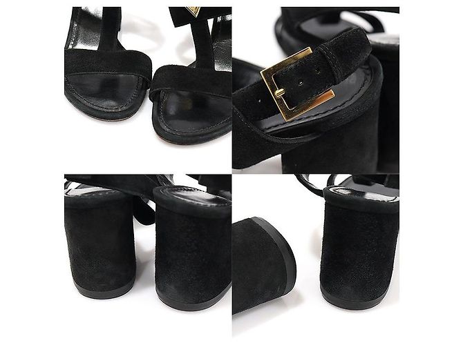 Louis Vuitton Sandali da donna BAHIANA in suede nero con cinturino - vista 6