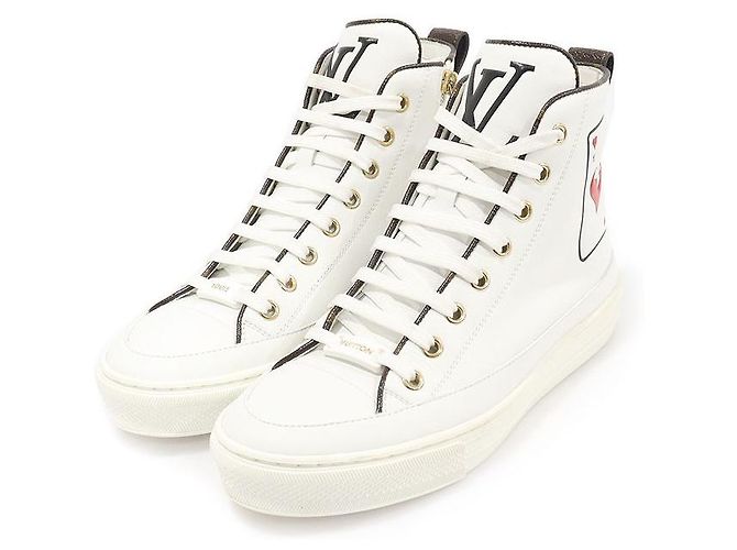 Louis Vuitton Sneaker alte Stella Game On in pelle di vitello bianca per donne Bianco - vista 3