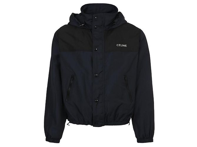 Céline Giacca a vento con ricamo del logo in blu navy - vista 2