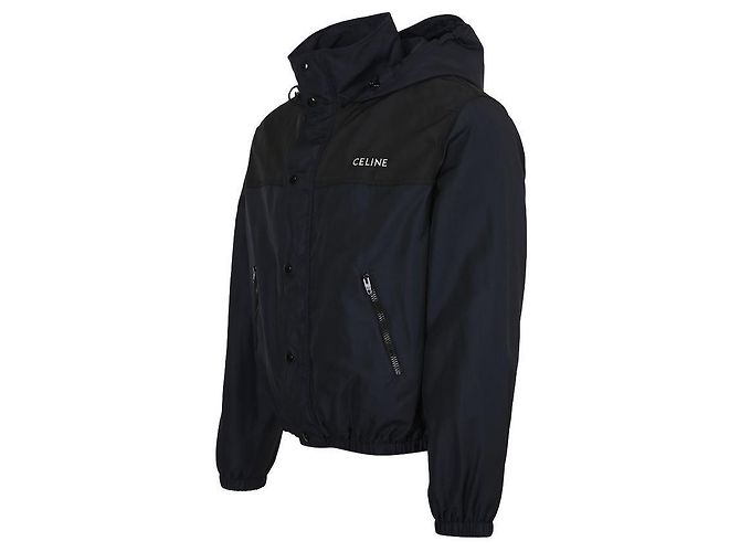 Céline Giacca a vento con ricamo del logo in blu navy - vista 3