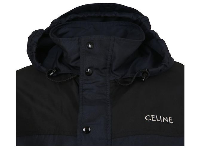 Céline Giacca a vento con ricamo del logo in blu navy - vista 7