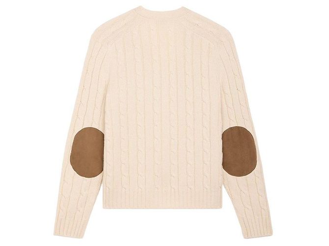 Céline Kabelstrick Triumph Cardigan aus Kaschmir in Creme Weiß - Ansicht 2