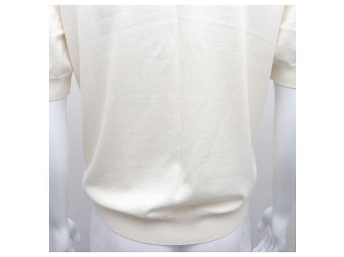 Hermès Malha de Cachemira com Mangas Curtas Branco - vista 18