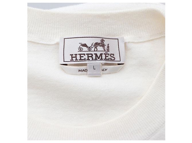 Hermès Malha de Cachemira com Mangas Curtas Branco - vista 19