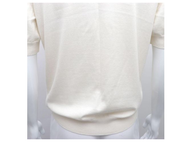 Hermès Malha de Cachemira com Mangas Curtas Branco - vista 8