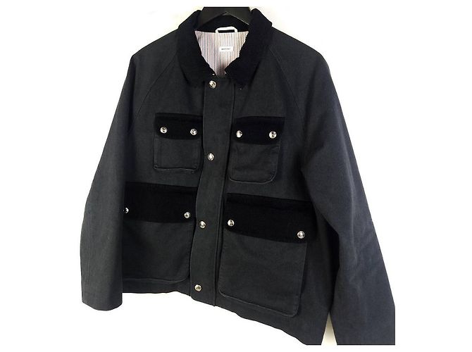 Thom Browne Giacca da campo cropped rilassata in denim selvedge Blu - vista 2