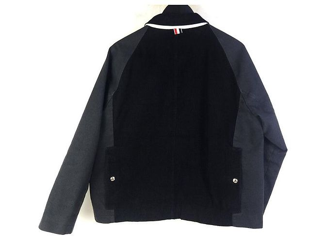 Thom Browne Giacca da campo cropped rilassata in denim selvedge Blu - vista 3