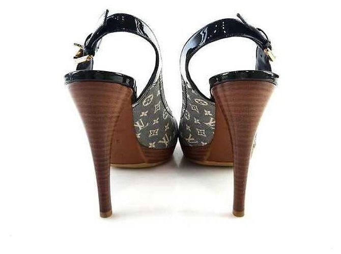 Louis Vuitton Sandali con tacco in denim monogram Blu - vista 4