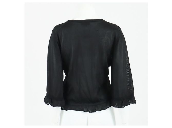 Chanel Top de Punto de Manga Larga Negro - vista 3
