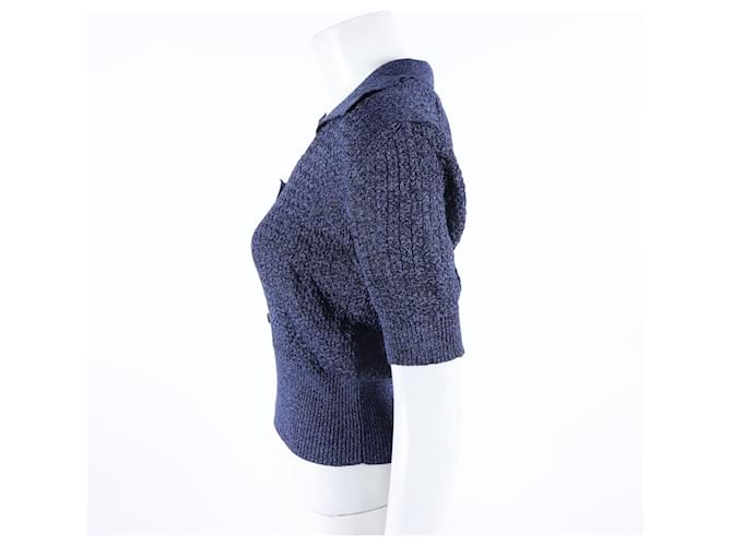 Chanel Seidenpullover mit kurzen Ärmeln Blau - Ansicht 2