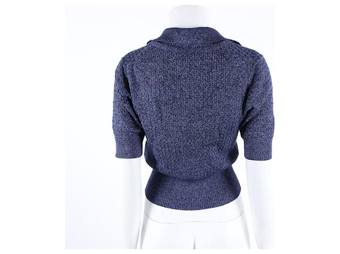 Chanel Seidenpullover mit kurzen Ärmeln Blau - Ansicht 3