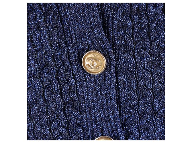 Chanel Seidenpullover mit kurzen Ärmeln Blau - Ansicht 4
