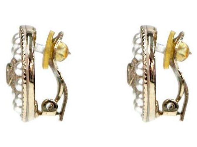 Chanel Pendientes redondos CC de perlas Dorado - vista 2