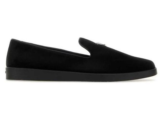 Prada Mocassini in suede con logo a triangolo Nero - vista 4