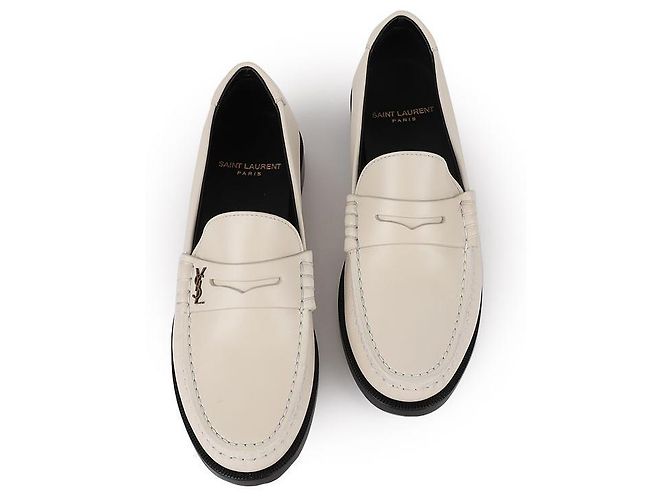 Saint Laurent Mocasines Monogram Blanco - vista 4