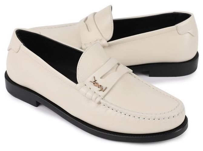 Saint Laurent Mocasines Monogram Blanco - vista 5