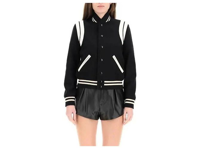 Saint Laurent Teddy Bomberjacke Schwarz - Ansicht 5