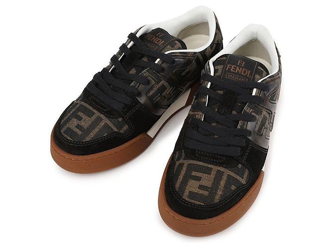 Fendi Match Basso in Camoscio Nero Marrone - vista 3